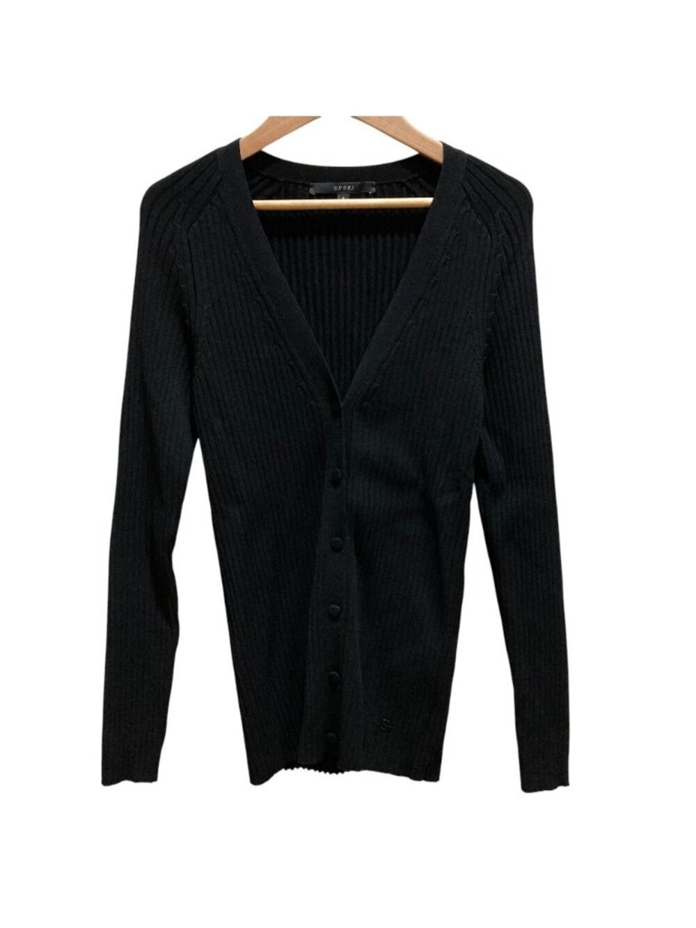 Gucci Rib Knit Cardigan S Black